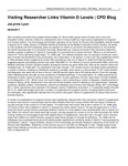 Visiting Researcher Links Vitamin D Levels by JoLynne Lyon
