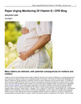 Paper Urging Monitoring of Vitamin D by JoLynne Lyon
