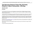 CPD Welcomes Research Fellow Who Will Study Disability in Native Communities by JoLynne Lyon