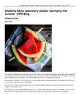 Disability Skills Laboratory Update: Springing Into Summer by JoLynne Lyon
