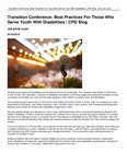 Transition Conference: Best Practices for Those who Serve Youth With Disabilities by JoLynne Lyon