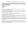 Dr. Cyndi Rowland Honored by Education Technology Leader by JoLynne Lyon