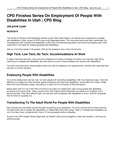 CPD Finishes Series on Employment of People With Disabilities in Utah by JoLynne Lyon