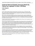 Celebrate National Disability Awareness Month by Taking Your Legislator to Work by Libby Oseguera
