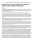 Utah State University and NASA Launch Probes into Northern Lights | College of Engineering by USU College of Engineering