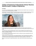 College of Engineering Undergraduate Advisor Receives National Award | College of Engineering
