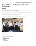 Congratulations A-Pin Recipients | College of Engineering