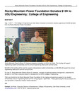 Rocky Mountain Power Foundation Donates $13K to USU Engineering | College of Engineering