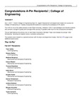 Congratulations A-Pin Recipients! | College of Engineering