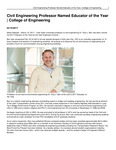 Civil Engineering Professor Named Educator of the Year | College of Engineering