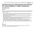 Utah State University’s CEE Department Gets Attention From Industry Magazines | College of Engineering