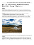 Bear Lake Telescope Helps USU Researchers Track Orbital Debris | College of Engineering by USU College of Engineering