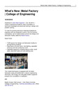 What's New: Metal Factory | College of Engineering