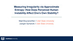 Measuring Irregularity Via Approximate Entropy: How Does Perceived Human Instability Affect One's Own Stability? by Madi Braunersrither