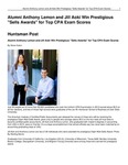 Alumni Anthony Lemon and Jill Aoki Win Prestigious "Sells Awards" for Top CPA Exam Scores by USU Jon M. Huntsman School of Business and Steve Eaton