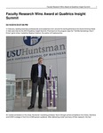 Faculty Research Wins Award at Qualtrics Insight Summit by USU Jon M. Huntsman School of Business