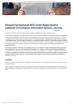 Research by Huntsman MIS Faculty Magno Queiroz Published in Prestigious Information Systems Journals by USU Jon M. Huntsman School of Business