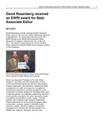 David Rosenberg Received an EWRI Award for Best Associate Editor by Utah Water Research Laboratory