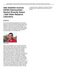 Adel Abdallah Receives AWWA Intermountain Section Diversity Award by Utah Water Research Laboratory