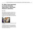 Dr. Blake Tullis Appointed to the Utah Drinking Water Board by Utah Water Research Laboratory