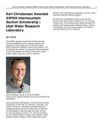 Karl Christensen Awarded AWWA Intermountain Section Scholarship by Utah Water Research Laboratory