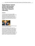 Ayman Nassar Receives AWWA Intermountain Section Scholarship by Utah Water Research Laboratory