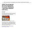UWRL Faculty Member Ron Sims Highlighted For COVID‑19 Research by Utah Water Research Laboratory
