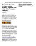 Call for Pre‑Proposals for Water‑Related Research Benefiting Utah by Utah Water Research Laboratory
